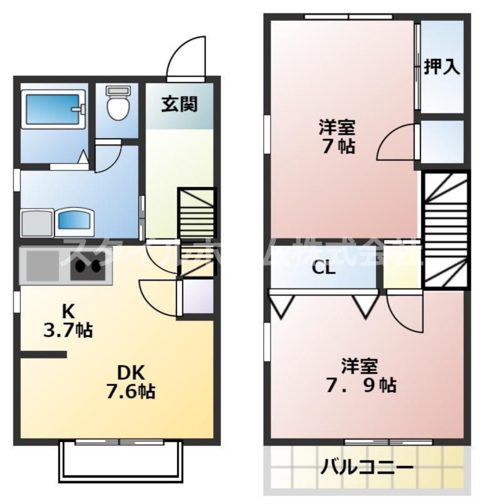 アヴァンティB(2LDK/1階)の間取り写真