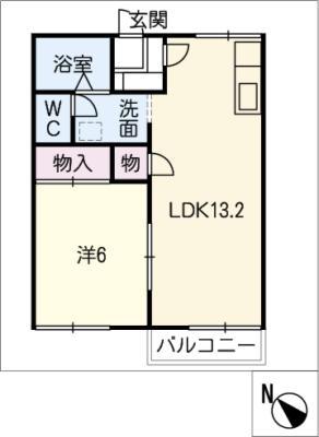 御殿山コーポ(1LDK/2階)の間取り写真