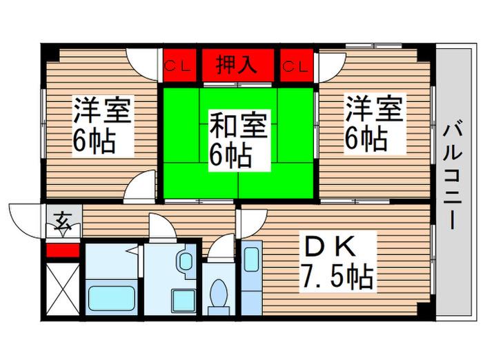 第一いこいマンション(3DK/2階)の間取り写真