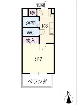 サンハイム(1K/4階)の間取り写真