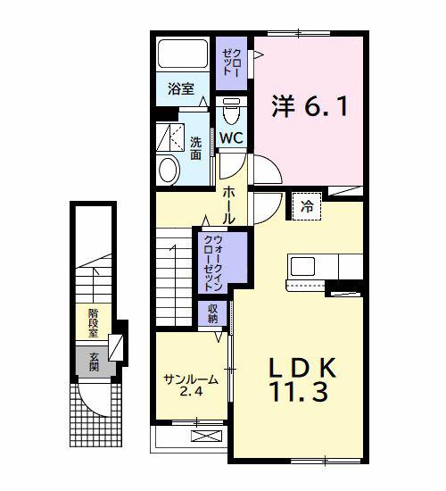 ソレイユ.F(1LDK/2階)の間取り写真