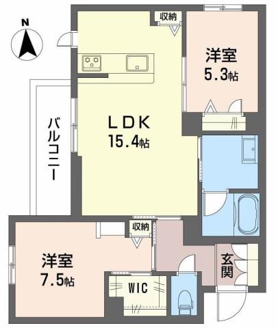 メゾンブランカあびこ南(2LDK/2階)の間取り写真