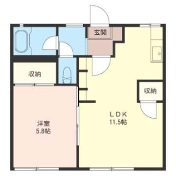 ゆうハイツD(1LDK/1階)の間取り写真