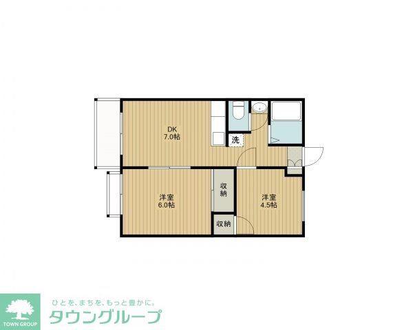 ルミエールI(2DK/2階)の間取り写真