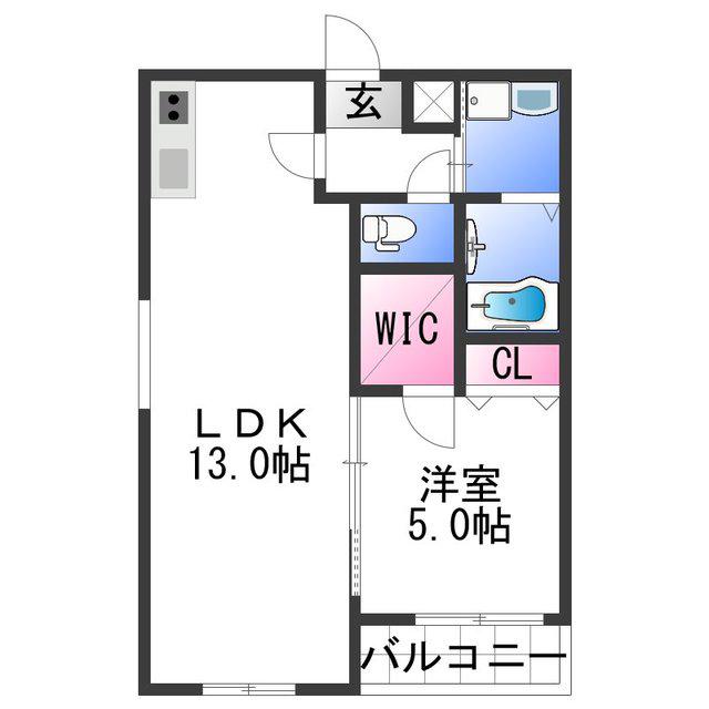 フジパレス吹屋町II番館(1LDK/3階)の間取り写真