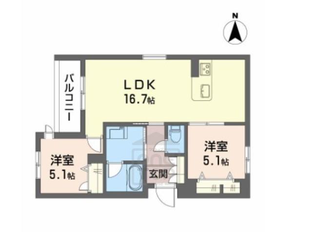 パルコートⅡ(2LDK/2階)の間取り写真