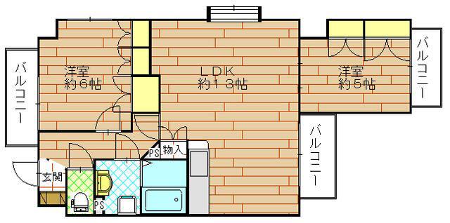 サンヒルズ(2LDK/1階)の間取り写真