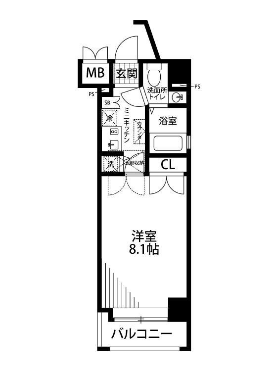 サヴォイステーション(1K/7階)の間取り写真