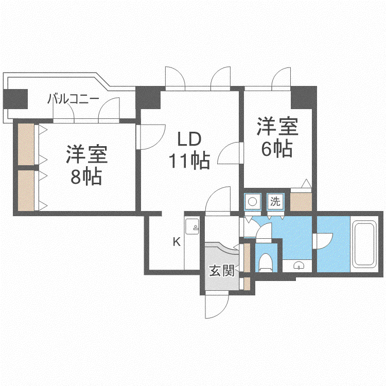 ビッグパレス西線ウエスト(2LDK/2階)の間取り写真