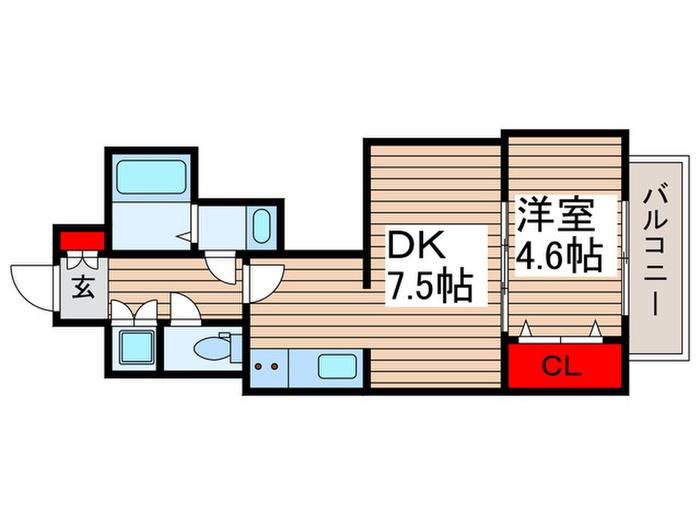 LEVICIA BLDG.II(1DK/4階)の間取り写真