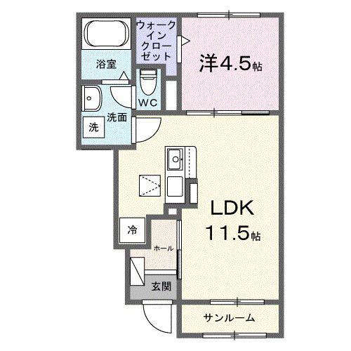 アットイーズ(1LDK/1階)の間取り写真