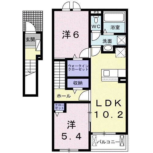 パークサイドベル II(2LDK/2階)の間取り写真