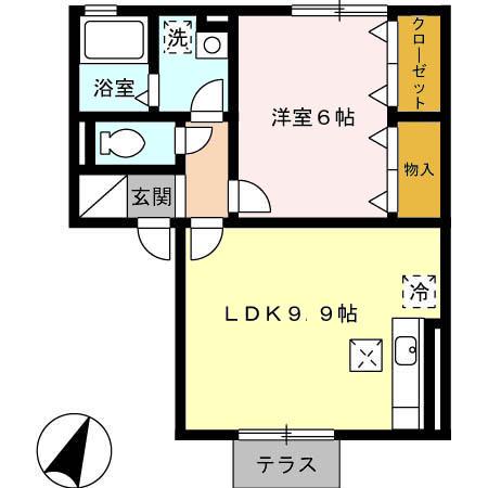 メゾン ヴェール(1LDK/1階)の間取り写真