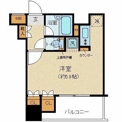 プレール・ドゥーク八丁堀(ワンルーム/6階)の間取り写真
