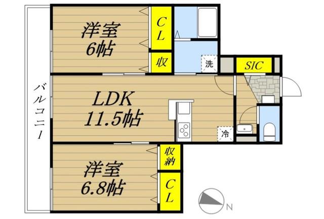 GRAND VOYAGE 50(2LDK/2階)の間取り写真