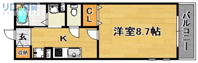 メゾンドシャンテール(1K/1階)の間取り写真