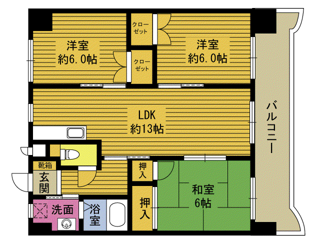 プランドール萩原(3LDK/8階)の間取り写真