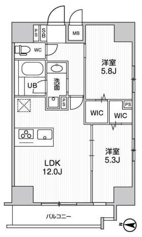 ROOTS KIKUKAWA(2LDK/10階)の間取り写真