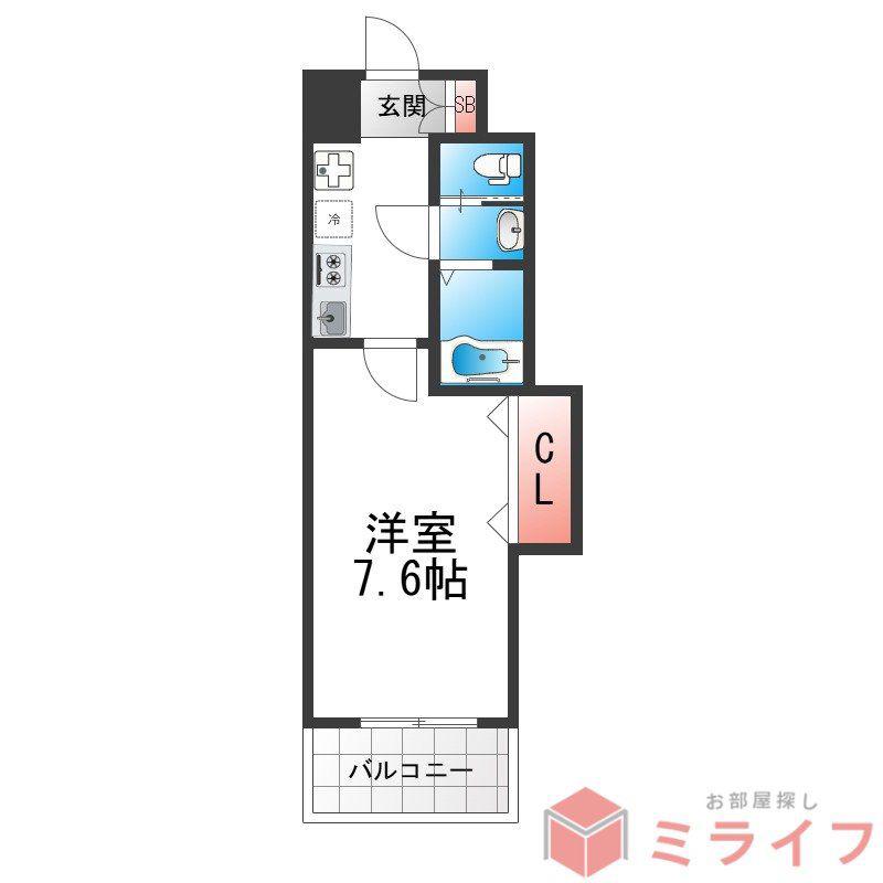 LUXE天王寺(1K/10階)の間取り写真