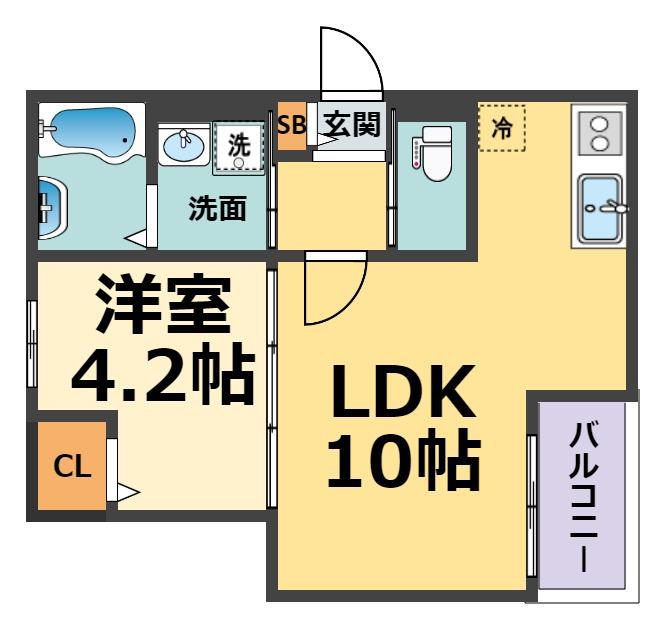 CASA BRILLAR(1LDK/1階)の間取り写真