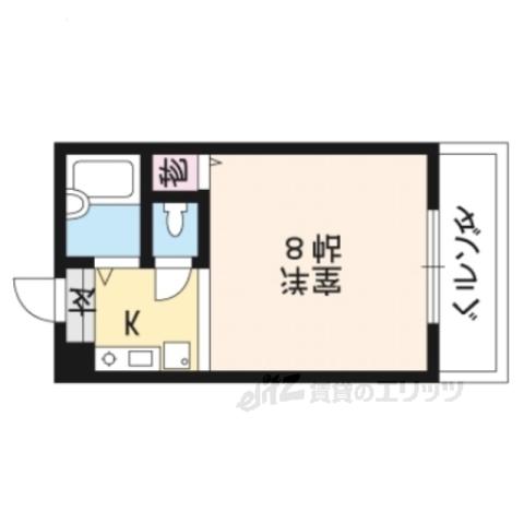 鞘町フラッツ(1K/3階)の間取り写真