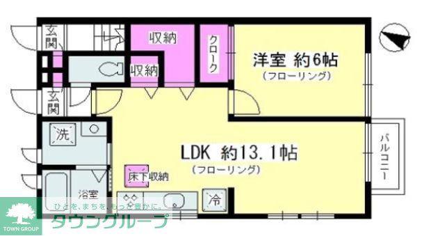 サウスコーストII(1LDK/1階)の間取り写真