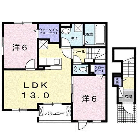 サニーかずらわら(2LDK/2階)の間取り写真