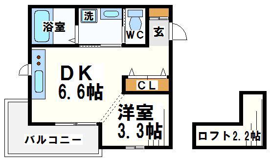 ルピナス(1DK/1階)の間取り写真