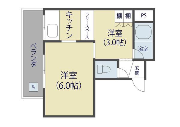 グリーンハイツ(2K/3階)の間取り写真
