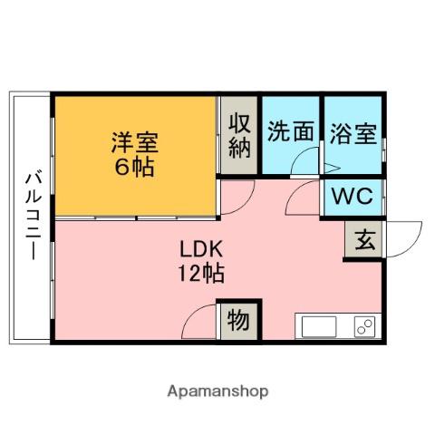 ハピネス三河B(1LDK/1階)の間取り写真