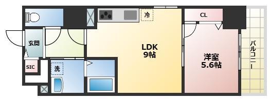 フレンシア西宮北口(1LDK/2階)の間取り写真