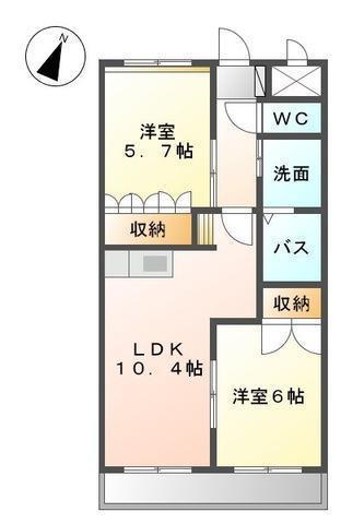 グランディール江無田(2LDK/1階)の間取り写真