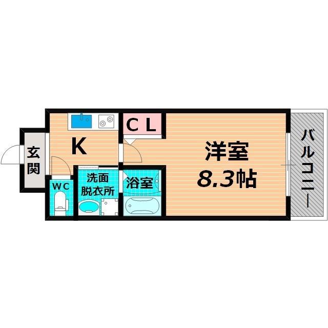 ヴィラナリー関目II(1K/6階)の間取り写真