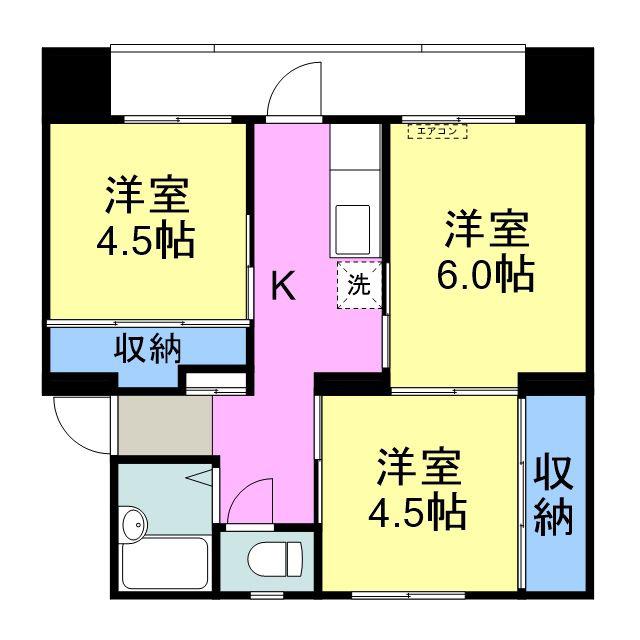 ヴィラナリー柳井(3K/3階)の間取り写真