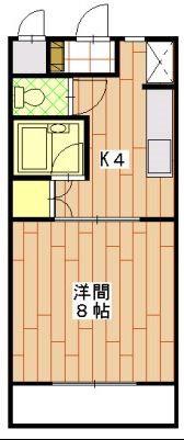 マンションレイクビュー(1K/2階)の間取り写真