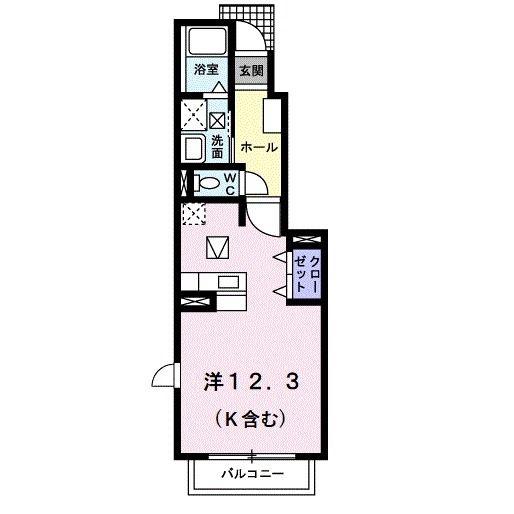 ブルーメ(ワンルーム/1階)の間取り写真