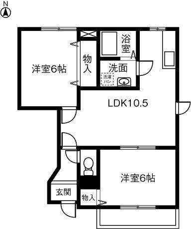 フレッサB(2LDK/1階)の間取り写真
