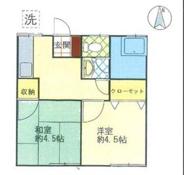 都筑荘(2K/2階)の間取り写真