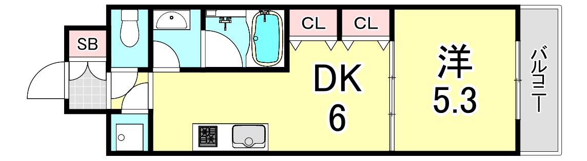 VERDE与古道(1DK/3階)の間取り写真