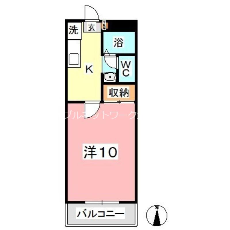 ロイヤルパレス船穂(1K/2階)の間取り写真