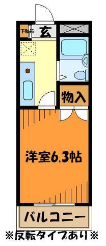 グラドゥアーレ(1K/2階)の間取り写真