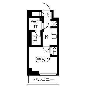 クラリッサ横浜ロッソ(1K/5階)の間取り写真