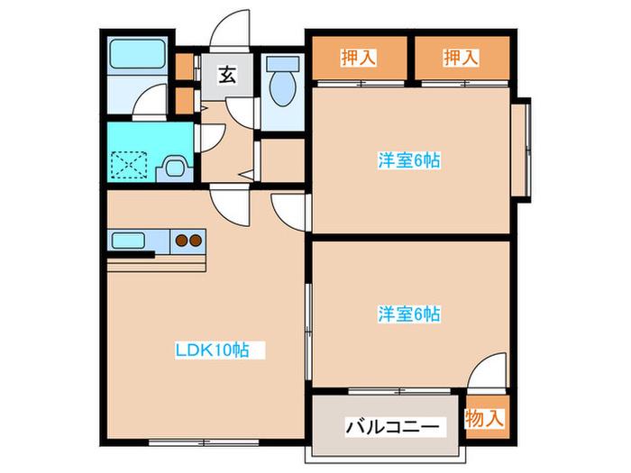 シャトー山鼻(2LDK/3階)の間取り写真