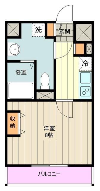 ライジングプレイス八王子みなみ野(1K/4階)の間取り写真