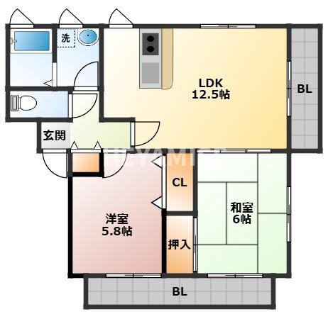 コートダジュール諫早(2LDK/1階)の間取り写真