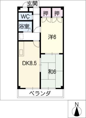 ラフォーレASAMI(2DK/2階)の間取り写真