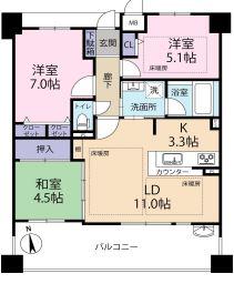アルファステイツ明石駅前(3LDK/10階)の間取り写真