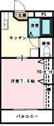 ニューエスト石丸II(1K/2階)の間取り写真