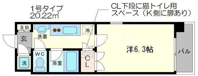 フェーリス北堀江(1K/10階)の間取り写真