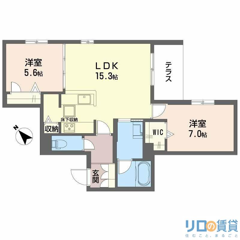 オルキデア クオーレ(2LDK/1階)の間取り写真